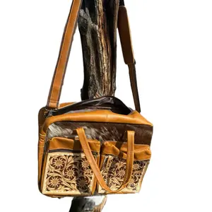 Wynona Weekender-genuine Leather Weekender Bag with Floral Embroidery and Adjustable Straps for Everyday Use