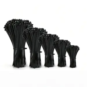 500pcs Self-Locking Black Zipper Straps - Various Sizes 300/250/200/150/100mm - Perfect for Home, Office, Garden, and Workshop Cable Management, Suitable for Indoor and Outdoor Use