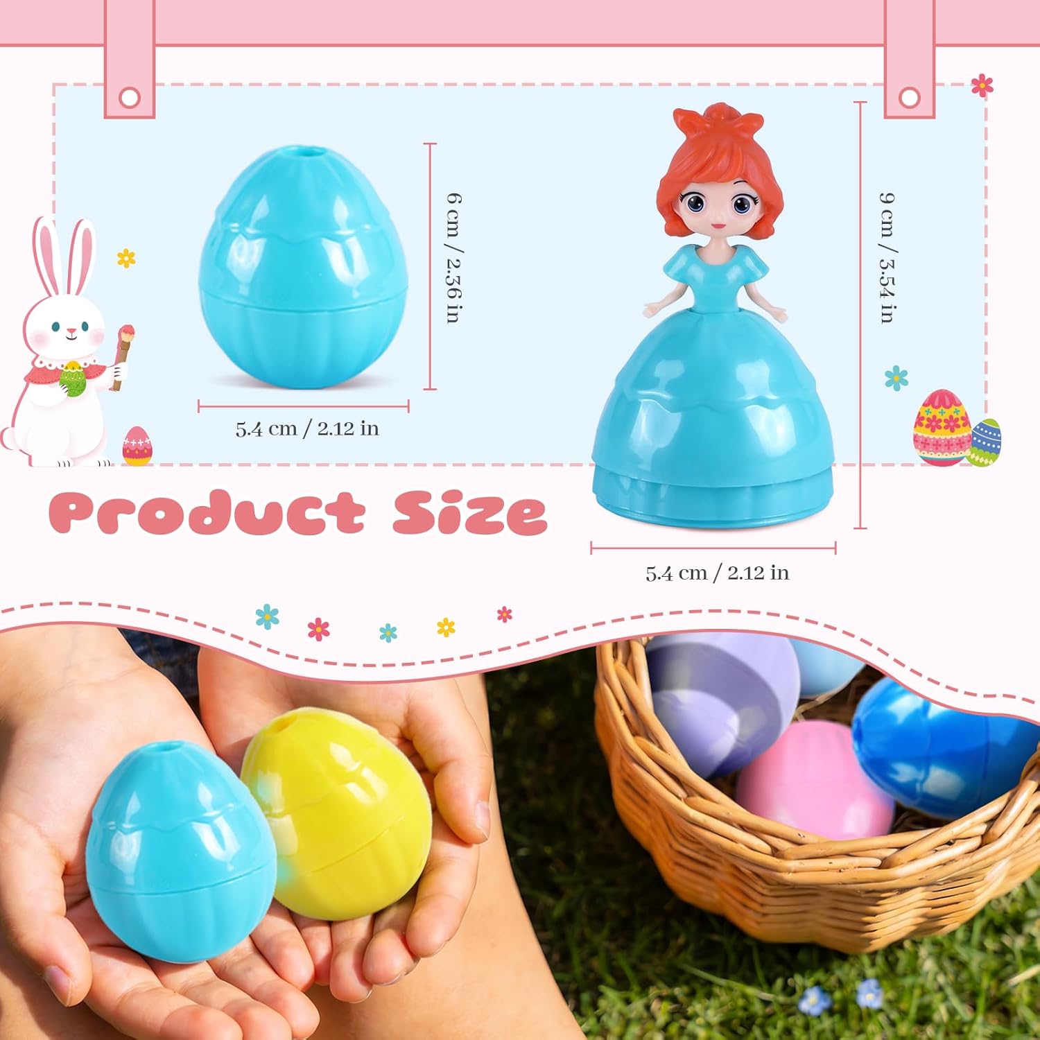 Easter Gifts for Kids – 12PCS Prefilled Easter Eggs with Toys, Easter Basket Stuffers for Toddlers, Easter Party Favors for Boys & Girls Age 3 4 5 6 7 8
