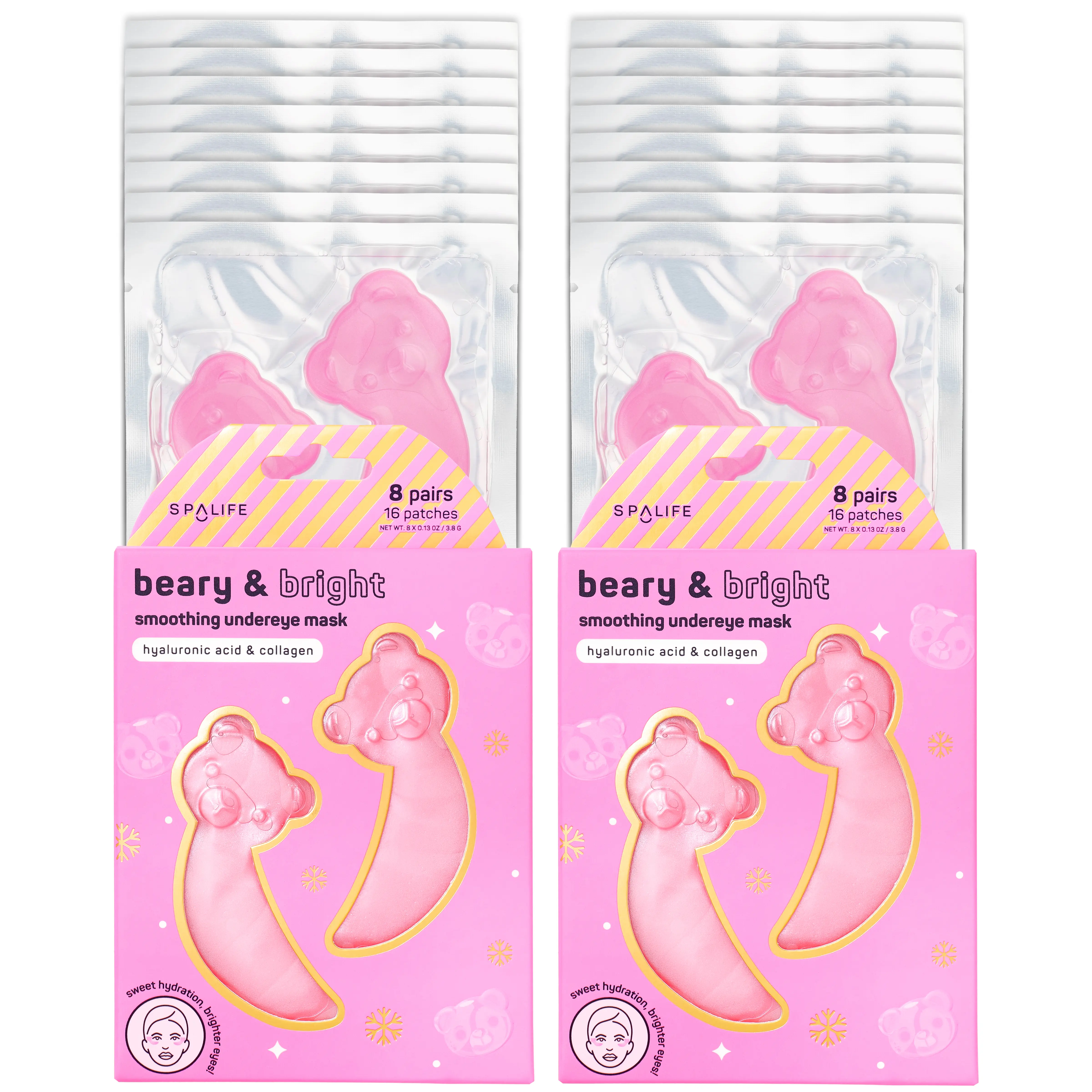 Bear Shaped Eye Patches | Smoothing Hydrogel Undereye Masks with Hyaluronic Acid & Collagen | 16 Pack