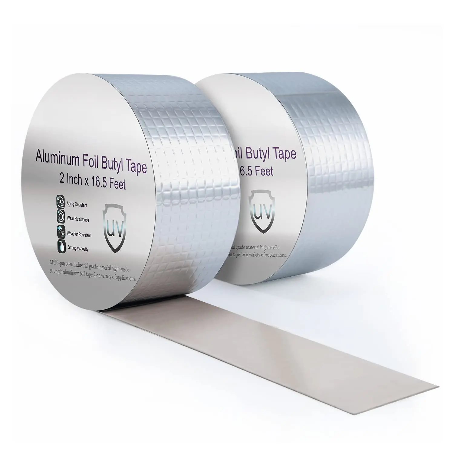 Self-Adhesive Aluminum Foil Butyl Tape, 2 in x 16.4ft Waterproof, Heat-Resistant, Airtight Leak-Stopping Tape for Camper, RV Repair, Boat & Outdoor Equipment Sprinkler Systems Roof Window Patching