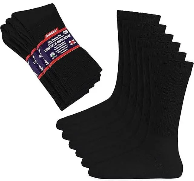DIAMOND STAR 12 Pairs Unisex Minimalist Low Top Socks, Breathable Cotton Non-Binding Circulatory Cushioned Socks for Men Size 13-15 Black, Breathable Cotton Socks