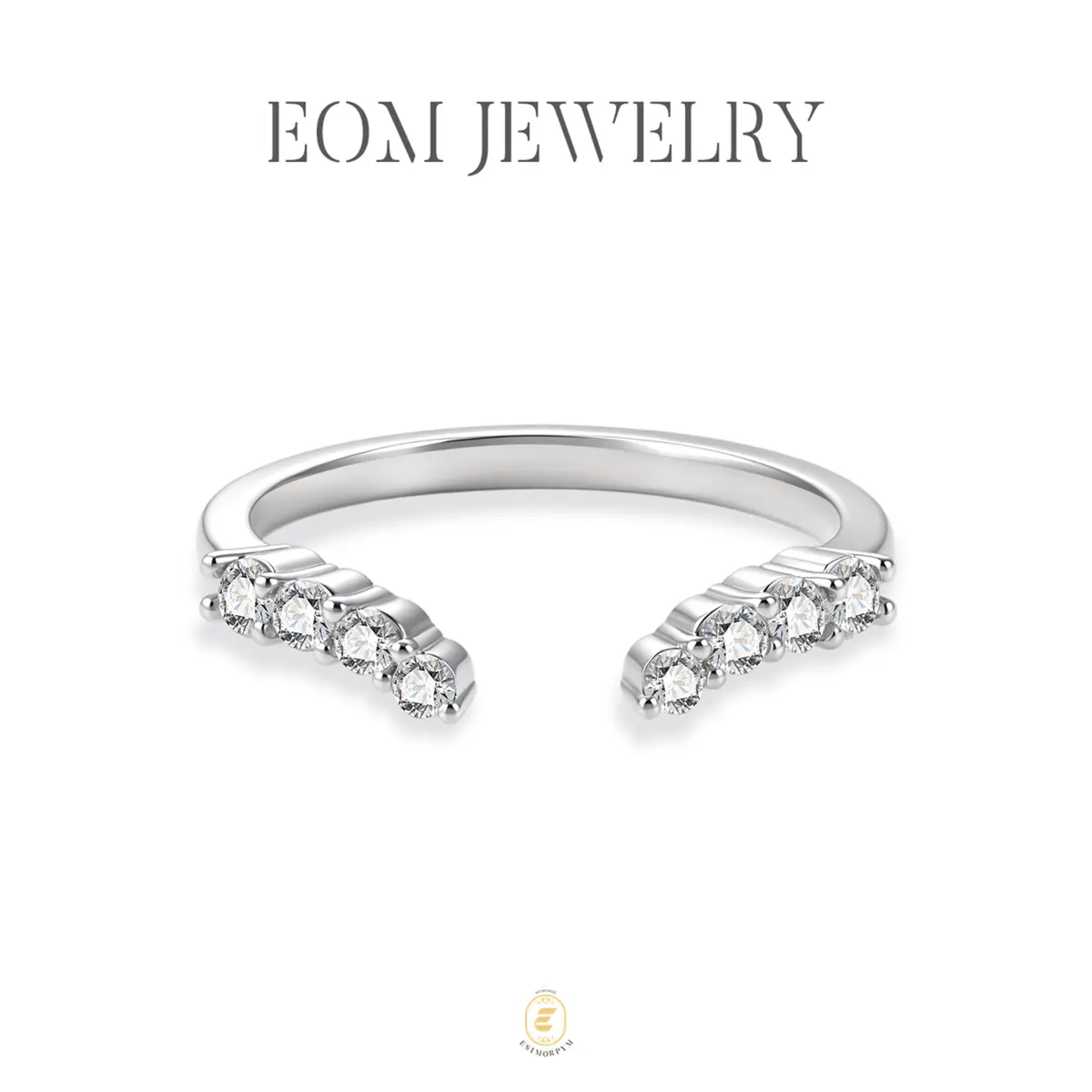 Moissanite Flowing Light Open Band Ring Silver-Plated Wedding Engagement Anniversary Valentine's Day Romantic Elegant Gift Daily Wear men's jewelry unisex