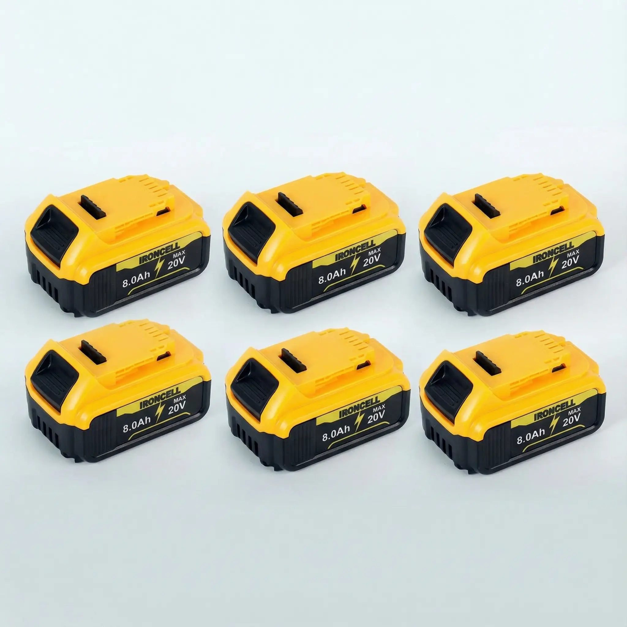 【UPGRADE!】IRONCELL  8.0Ah  Replacement Battery for Dewalt 20V Max Lithium-Ion Compatible with DCB206 DCB207 203 204 200 Cordless Power Tools Yellow 8000mAh High Capacity