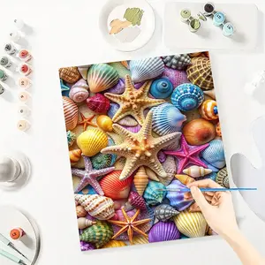 Starfish Paint By Number Kits for Adults Beginners, Easy Acrylic Simple Paint By Number Kits, DlY Watercolor Paint By Numbers Kits on Canvas Without Frame for Home Wall Decor Home Decoration 16x20inch