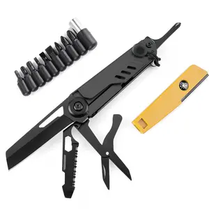 Portable 11-in-1 Multi Tool Knife: Compact with Compass Whistle Perfect for Camping and Hiking