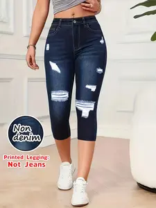 Women's Printed Leggings Pants, Non-Denim Fabric, Basic Casual & Stylish Design, Perfect for Daily Wear, Womenswear