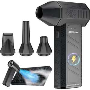 Duster, 180000RPM Electric Air Duster, Rechargeable Cordless Air Blower with 3-Gear Turbo Fan, Canned Air Alternative for Keyboard, PC, , ,  & Outdoor Use (Pure Black)