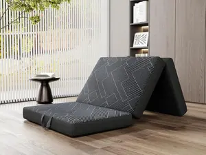 Foldable Mattress Single Size, 4 Inch Tri Folding Mattress, Handle & Non-Slip Bottom with Washable Cover for Travel RV Camping Guest Room, 75"x25"x4", Grey