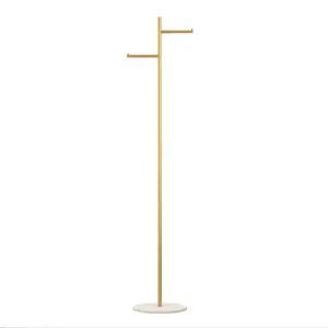 Marble Base Coat Rack Stand – Hefty Wrought Iron Single Pole Floor Standing Hanger with Shelf – Organizer Rack for Hanging Coats Jackets Hats Bags Umbrellas – Freestanding Vintage Coat Tree for Bedroom Entryway Living Room Hallway Hotel