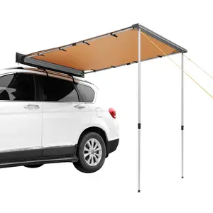 Car Side Awning Large 4.6x6.6 Feet Shade Coverage Vehicle Awning PU3000mm Waterproof UV50+ Retractable Car Awning With Storage Bag For Truck SUV Van Camper Outdoor Travel Ready Shelter