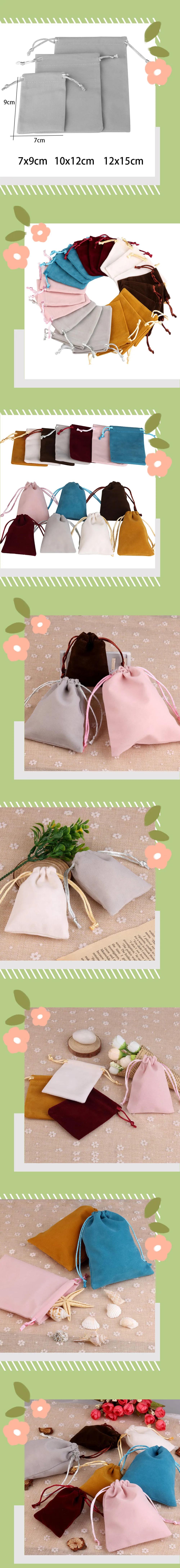 10pcs/lot Drawstring High Quality Velvet Bag Short Plush Multi-color For Jewelry Packaging Christmas Wedding Jewelry Gift Bags
