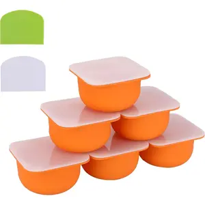 W.xZQ inc Stackable Pizza Dough Proofing Boxes Proving Containers with Lids Pizza Accessories-6 pack-700ml portion (Orange)