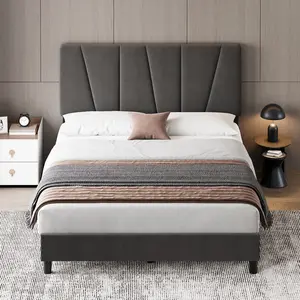 Gaomon Full Size Upholstered Platform Bed Frame with Adjustable Headboard, Strong Wooden Slats Support, Easy Assembly, No Box Spring Needed, Dark Gray