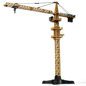 1:50 Scale Detailed Yellow Tower Crane Model Toy with Working Lifting Rope, Realistic Collectible Display Replica for Boys Perfect Decor Gift for Men, Construction Enthusiasts on Birthday Christmas Decoration