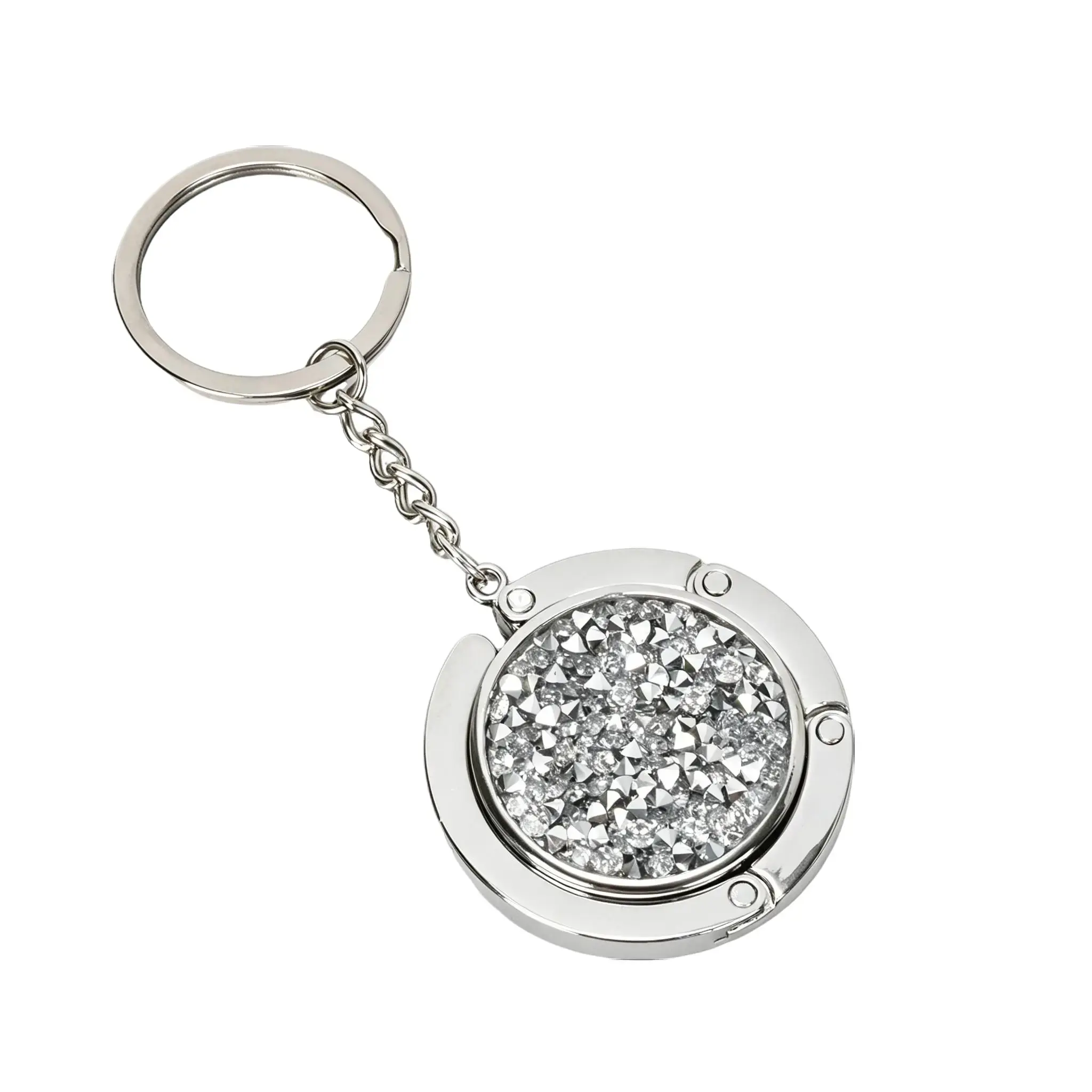 Women's Elegant Diamond Bag Hook - Sparkling Design, Folding Metal Build, Portable and Convenient Carry Purse Hook, Tabletop/Desk Use, Easy Storage Luggage & Bag Accessory