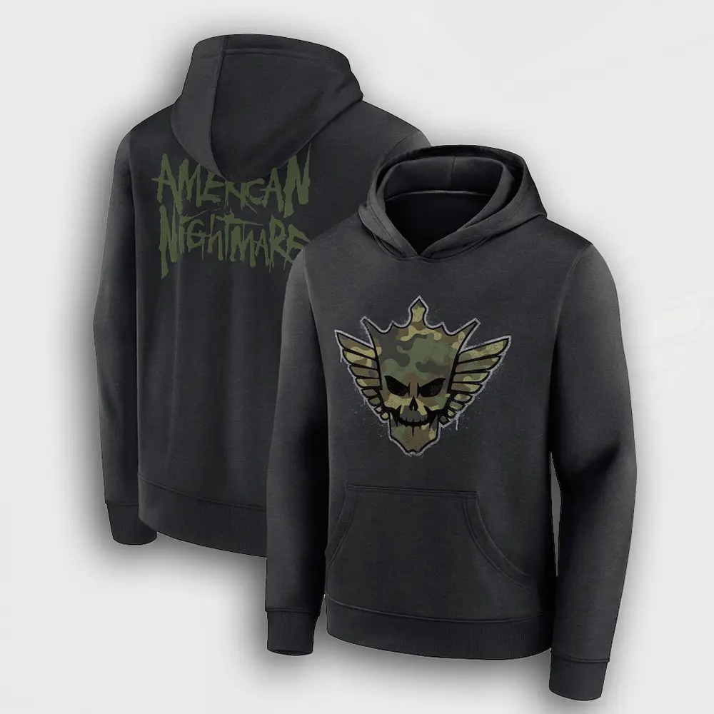 Cody Rhodes Camo American Nightmare Hoodie - Black Menswear Casual Top, Men's-Women's WWE Fan Sweatshirt, Wrestling Slogan Gear Gift