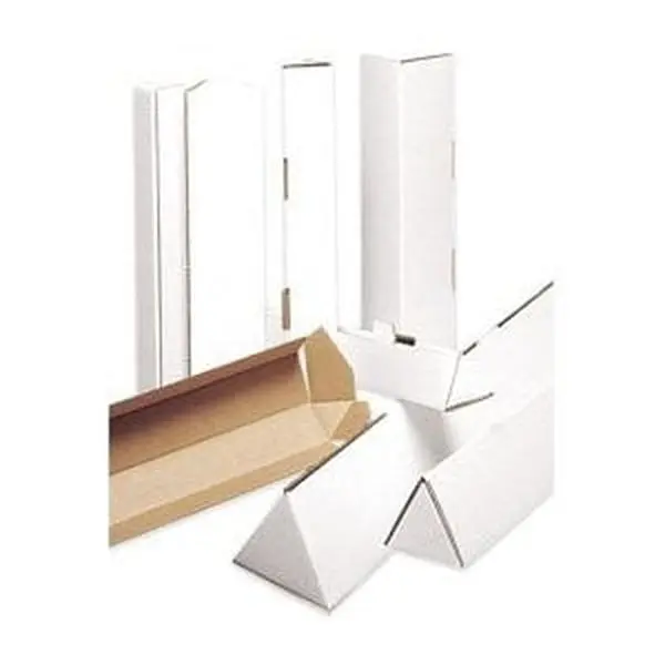 Box Partners MTM324 3 in. x 24 in. Triangle Mailing Tubes - 50 Triangle Tubes, 200#/ect-32 B Oyster White Corrugated, Locking Tabs, Easier to Pack and Ship