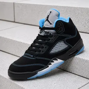 Nike Air Jordan 5 Retro Black University Blue 440888-008 GS & Women's Fashion Sneaker New