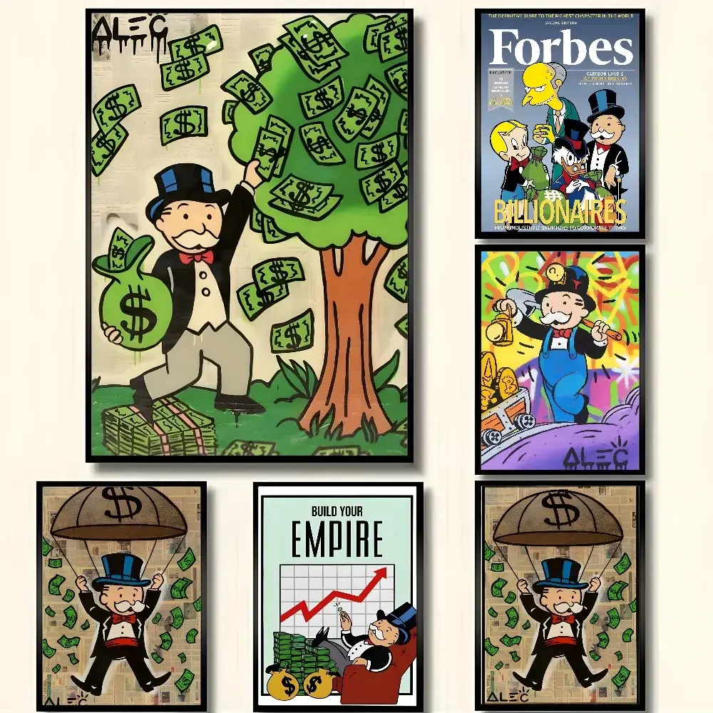 [Sale off up to 55%][Free Ship] Monopoly Millionaire Money Decorative Poster, HD Art Sticky Wall, Waterproof Home Decoration, Living Room Bedroom Aesthetic Decor, Modern Money Wall Art, Wealth Theme Poster, Luxury Room Decoration