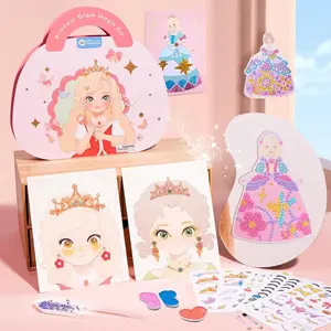 Special Diamond Painting & Princess Book Makeup Craft Kits Foil Art Books Set Play on Paper,Art Educational Toys Crafts Kit for Girl Handcraft Back to School