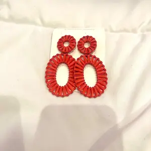 Woven Red Caribbean style drop earrings