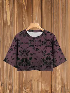 Women's Tie-Dye Short Sleeve Casual T-Shirt, Block Print, Loose Fit Round Neck, Soft Breathable Fabric, Summer Streetwear