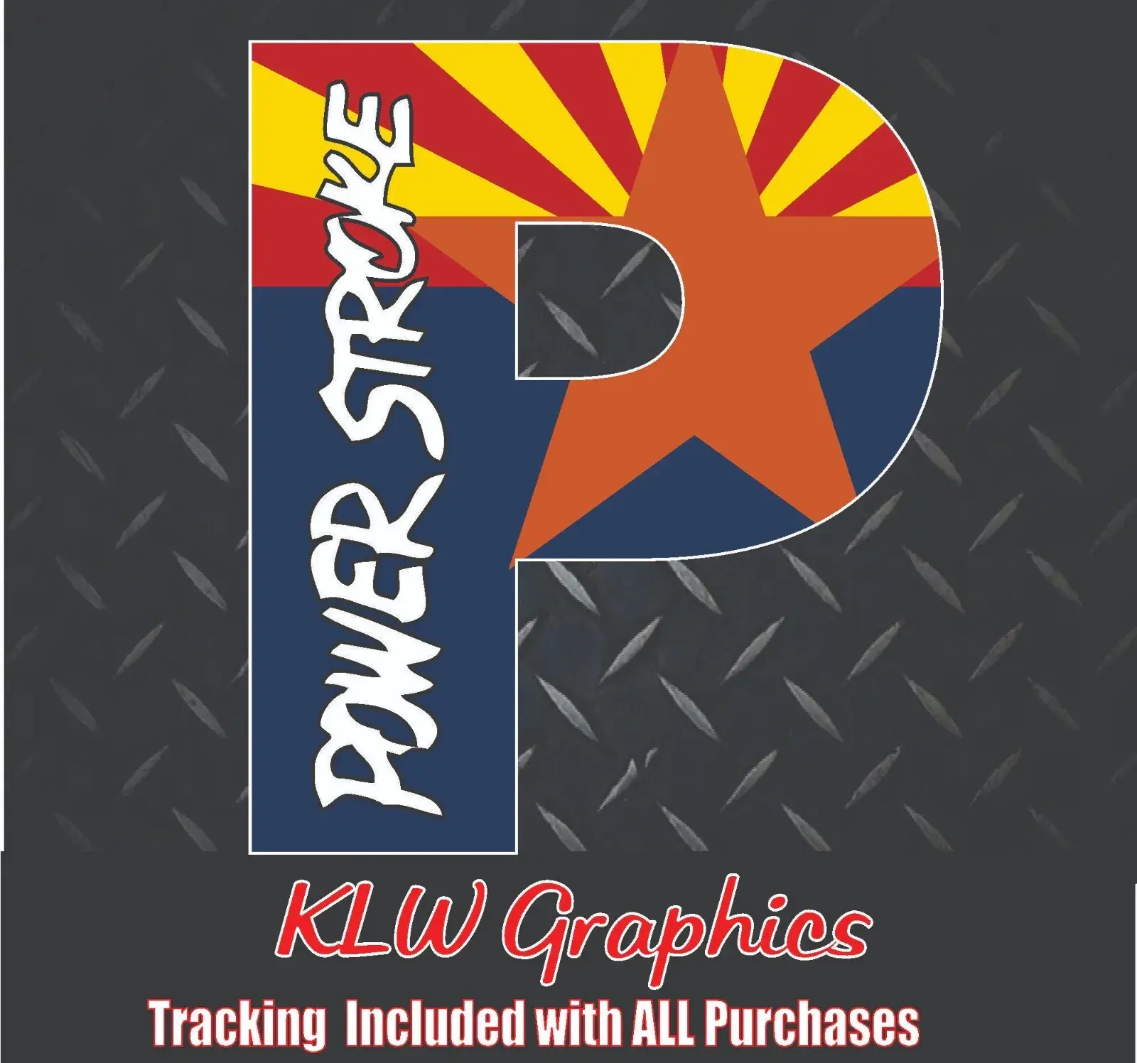 Powerstroke P Arizona Flag Print Full Color Decal Sticker Turbo Diesel Truck 6.0 6.7 7.3 Crew Cab