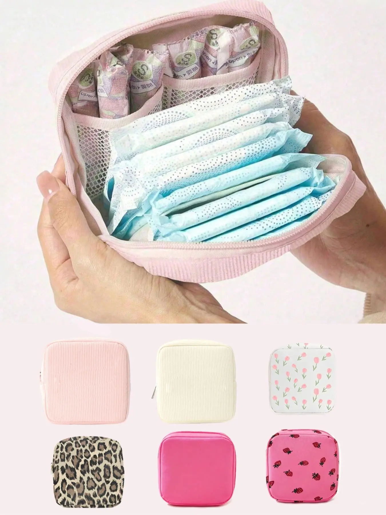 Portable Sanitary Pad Storage Bag, Large Capacity, Simple Style, Ideal for Travel, Cosmetic Bag, Essential for Women, All Seasons