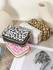 Leopard Print Women's Short Wallet, Lightweight Double-Layer Zipper Coin Purse, Zipper Card Holder, Multi-Card Slot Credit Card Storage Bag, Credit Card Organizer, Suitable for Outdoor Travel