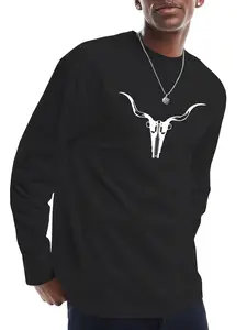 Men's Regular Fit Barbour International Print Long Sleeve Tee, Casual Comfy T-shirt for Spring & Fall, Men's Top for Daily Wear