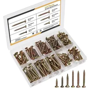 165- Self Tapping Screw Assortment Set, 1.6 CM - 1 3/8 in, Countersunk ,  Screws, Zinc Plate Carbon Steel, Phillips , DIY, Durable Organizer Box