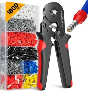 Wire Ferrule Crimper Kit – Ratchet Crimping Pliers with 1800 Electrical Terminal Connectors for DIY & Automotive Use
