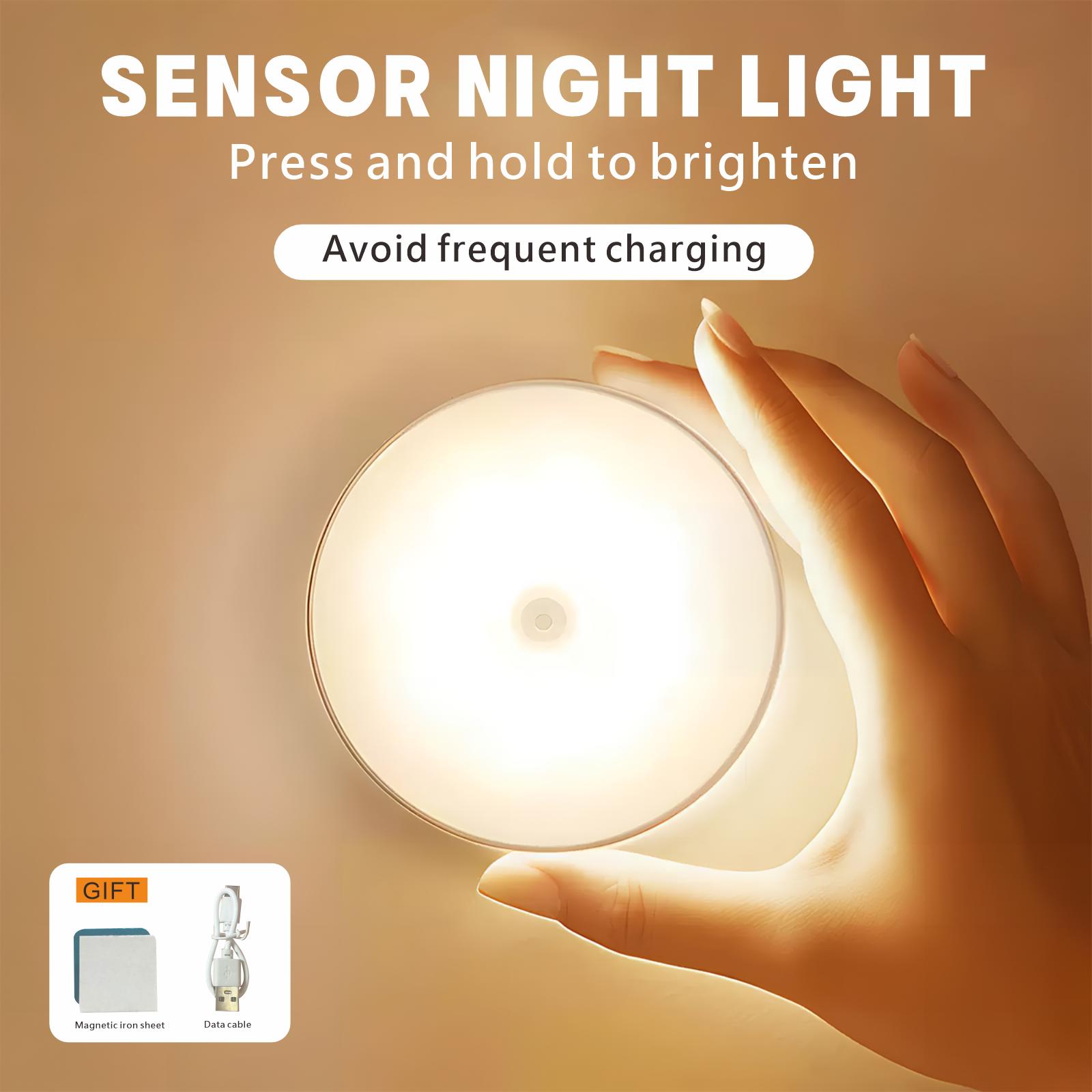 Dimmable touch light, rechargeable battery-powered touch light, magnetic adhesive wardrobe light with two lighting modes and USB charging mode, wireless magnetic sticker night light, 3000K warm white light, powered by a 1000 mAh battery, warm yellow, dimm