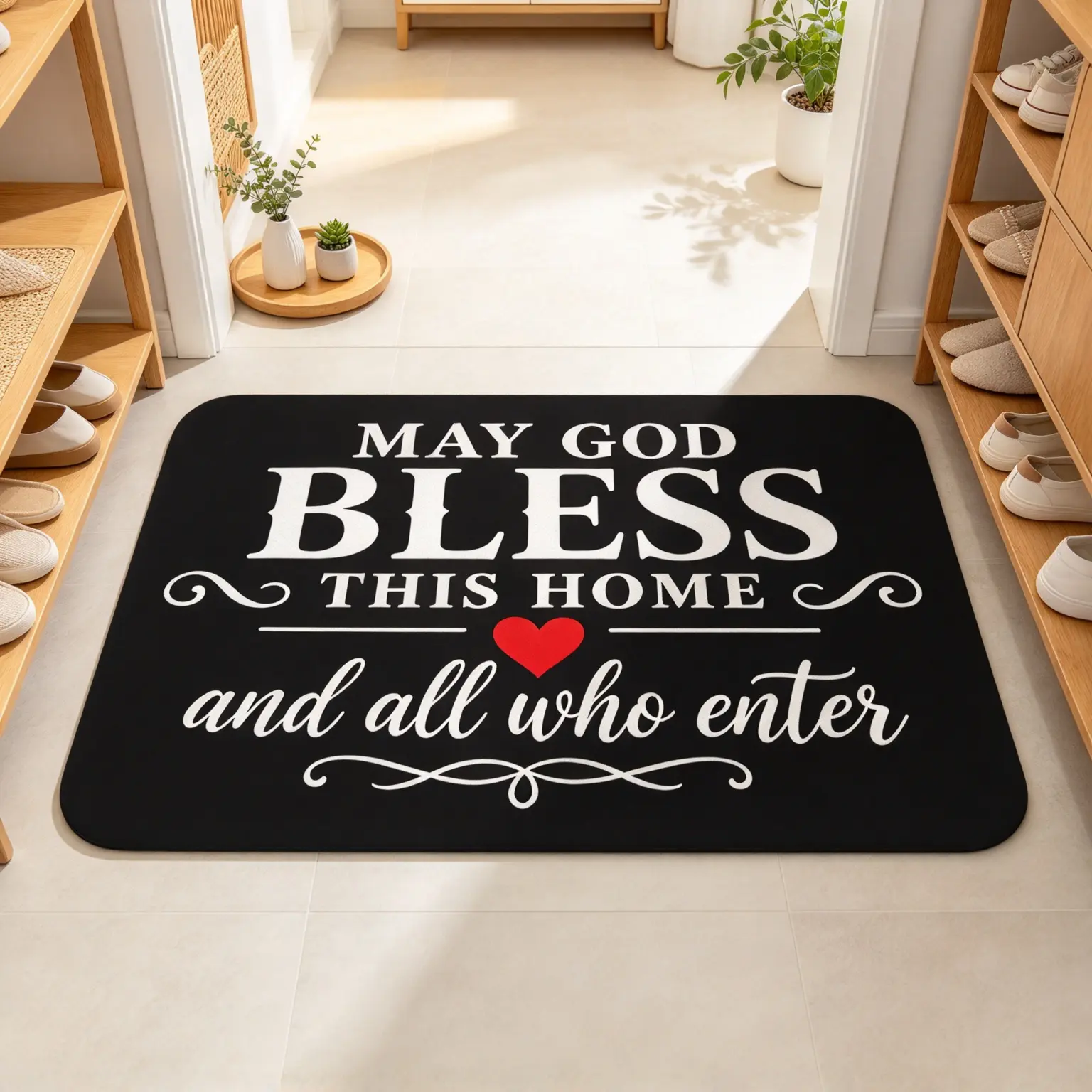 Christian Blessing Microfiber Bath Mat - Machine-Washable PVC-Backed Entry Mat, Soft Absorbent Rugs for Living Room, Entryway, Foyer, Home Decor