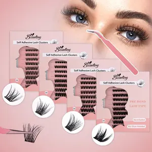 01 BISUTANG Natural Wispy DIY Eyelash Clusters Set 4D No-Glue Self-Adhesive Waterproof Reusable Comfortable Fit Soft & Natural Look Long-Lasting 120PSC Flawless Cosmetic