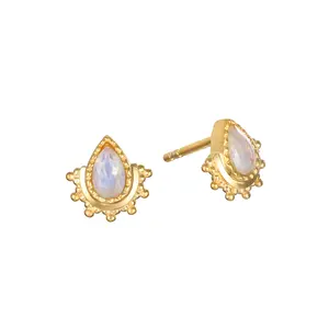 Satya Jewelry Majestic Nature Rainbow Moonstone Stud Earrings- One year warranty