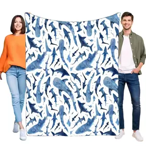 Watercolor Shark Whale Shark Cooling  Soft Lightweight Throw  for Sofa Bed Beach Picnic Summer Home Decor daughter blanket Pink Satin Ruffle Bedding Set