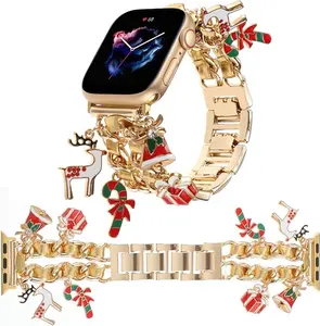 Chic Bracelet for Apple Watch - 38mm to 49mm Sizes, Trendy Replacement Band with Exquisite Charms, Compatible with iWatch Series 1-10 and SE, Elegant Metal Chain Design for Women
