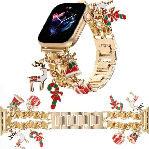 Chic Bracelet for Apple Watch - 38mm to 49mm Sizes, Trendy Replacement Band with Exquisite Charms, Compatible with iWatch Series 1-10 and SE, Elegant Metal Chain Design for Women