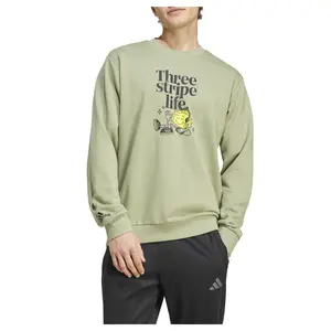 adidas Mens Positivity Graphic Crew Neck Sweatshirt Casual - Green