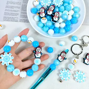 56 Silicone bead snowman snowflake DIY craft set, suitable for accessories, earrings, necklaces, bag chains, phone straps, makeup brush keychain accessories - ideal for Christmas gifts and holiday presents