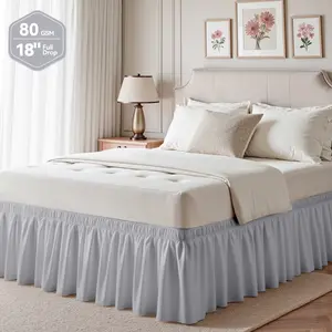 Bed Skirts Dust Ruffle for King Size Bed 15 inch Tailored Drop with Adjustable Elastic Belt Easy to Install and Clean Hotel Quality Bedskirt Grey 100% Polyester