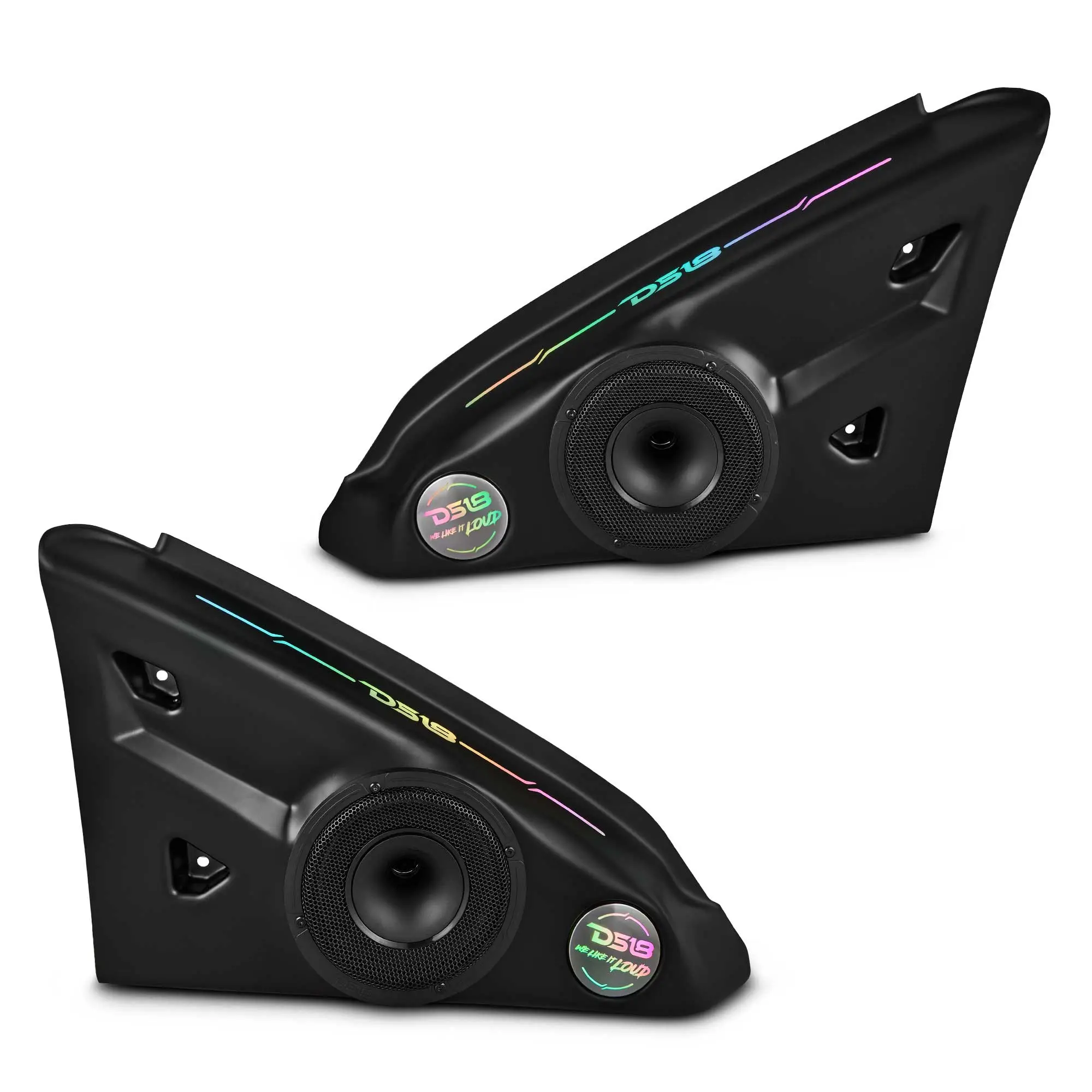 DS18 Custom Polaris Slingshot Inside Armrest Speaker Panels, Loaded with 2 PRO-HY6.4MSL Audio Speakers, Digital LED Lights, IP65 Water Resist & Durable Build, 2015-Current Models