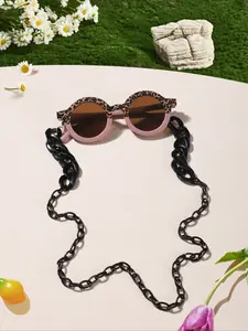 Boys & Girls Fashion Boho Casual Style Acrylic Round Frame Glasses, UV Protection Eyewear for Outdoor Activities, Travel, All Seasons Use