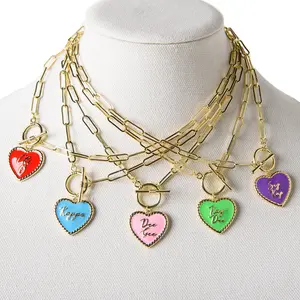Sorority Enameled Heart Charm Necklace