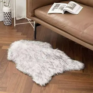 Imitation Fur Modern Home Decor Area Rug, Unique Fish Shape Accent Mat for Living Room & Bedroom, Soft Plush Floor Mat