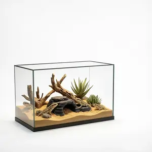Reptile Hideout Cave, 3D Printed Pla Material, Secure Base with Sand/stone, Includes Food/water Bowl, Eco-Friendly Terrarium Decor