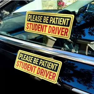 Student Driver Stickers - Removable Non-Magnetic New Driver Signs For Cars & Windows Please Be Patient Student Driver 1 pc 9 x 3.5 inch Vehicle Exterior Decoration