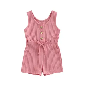 Toddler Baby Girls Romper Clothes Summer Solid Color Sleeveless Jumpsuits Casual  Playsuit Shortalls Outfits